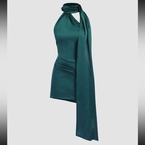 SATIN HIGH NECK BACKLESS SHORT DRESS. Never worn. With tags. Size 8